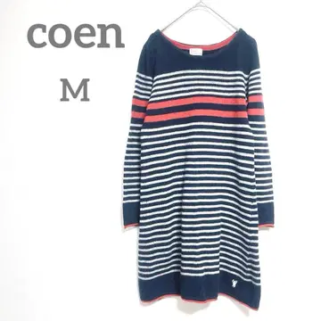 코엔 튜닉 M 네이비 니트 보더 무늬 원피스 캐주얼