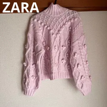 ZARA 핑크 케이블 니트 손뜨개질풍 니트