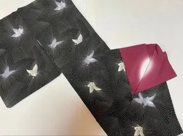 코몬 화학 섬유 이중 기모노 나비 블랙 베이스 새상품급