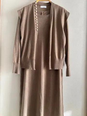 펄 베스트 포함 니트 원피스 세트