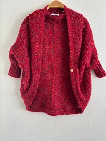 PAR ICI 돌먼 가디건 빨간색 MIX 털실