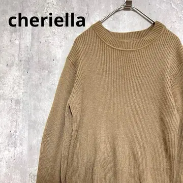 셰리에라 리브 니트 스웨터 울 혼방 소매 골드 버튼 타이트