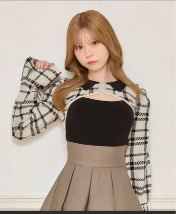 아프레 주르 소매 리본 니트 앙상블 하이웨스트 플레어 치마바지 세트