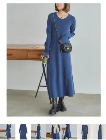 크루넥 플레어 실루엣 니트 원피스