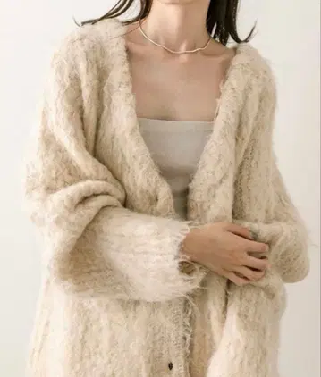 mystic 베이지 V넥 버튼 니트 F 사이즈 가디건