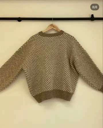 헤링본 무늬 니트 스웨터 lawgy 베이지