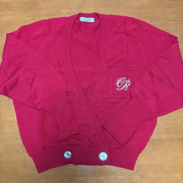 빨간색 울 가디건 CR 자수 포함 44