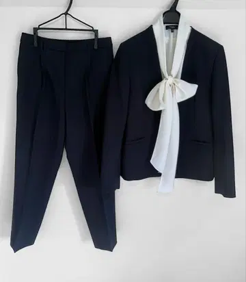플라스테 수트 셋업 네이비 노카라 자켓 팬츠