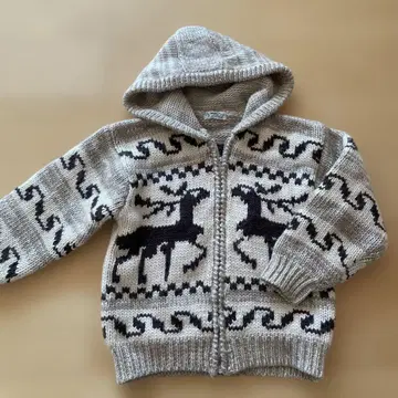 루돌프 무늬 후드 부착 니트 스웨터 MADY 카우친 구제 의류