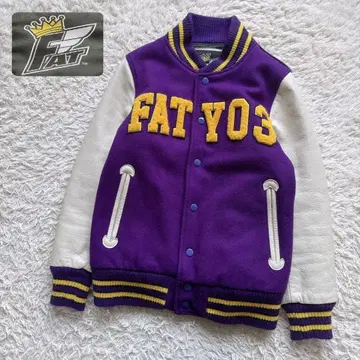 FAT 에프에스티 배색 LETTERMAN 소가죽 소매 가죽 바시티 자켓