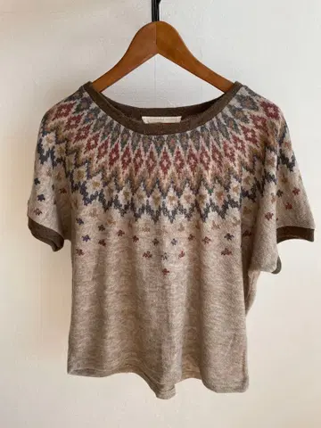 Peur Coeur no.23 노르딕 무늬 반팔 니트