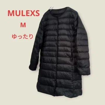 [ MULEXS ] 노카라 다운 롱 코트 블랙 M 루즈핏 경량