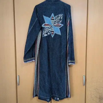 차이하네 데님 롱 코트 별 모양 자수