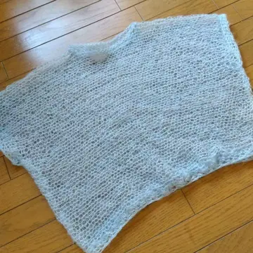 스카이블루 모헤어 오픈 니트 상의 핸드메이드