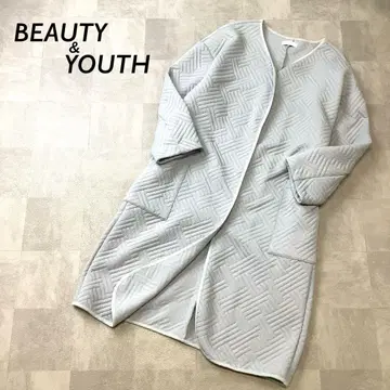 새상품급 BEAUTY&YOUTH 퀼팅 롱 코트 라이트 그레이