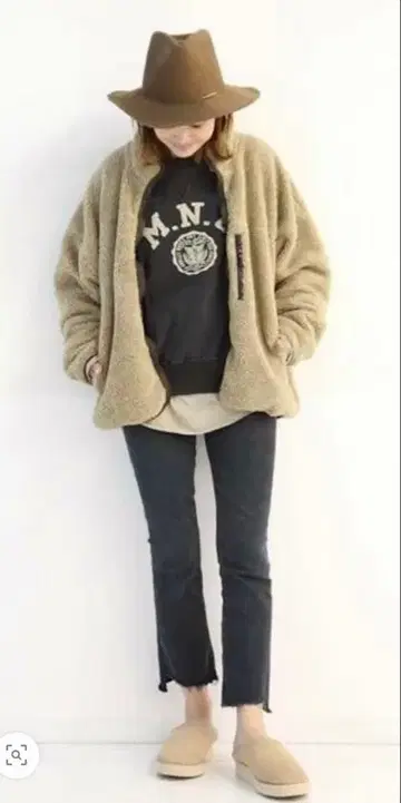 Deuxieme Classe 보아 블루종 베이지 플리스 자켓 새상품급