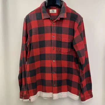 굿이너프 good enough 블록 체크 플란넬 셔츠 L 빨간색 블랙