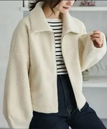 아이보리 보아 자켓 M