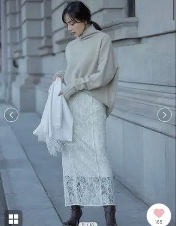 anuans 웨이브 레이스 타이트 스커트