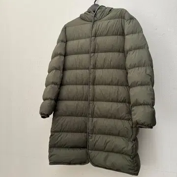UNIQLO 후드 부착 롱 다운 자켓 올리브 남성용 M