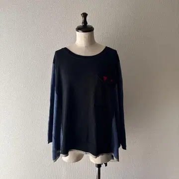 지우 센소유니코 바이컬러 니트 스웨터 긴팔