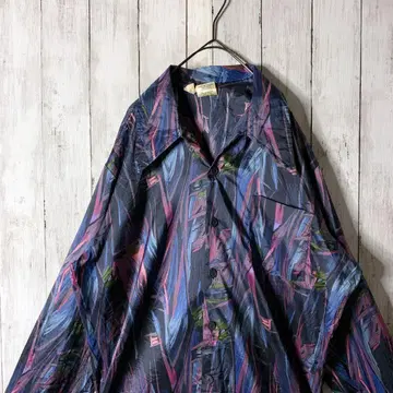 구제 폴리 셔츠 테로감 올 패턴 멀티 컬러 퍼플 네이비 빅 루즈 화려함