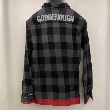 굿이너프 good enough 블록 체크 플란넬 셔츠 L 등 로고