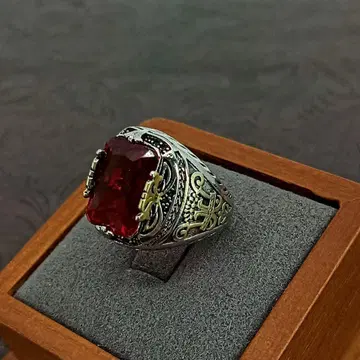 빈티지 실버 레드 빨간색 지르코니아 반지 14호