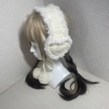 귀도리 하트형 핸드메이드 귀도리 니트 y2k 화이트 가을/겨울