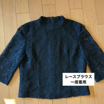 한 번 착용 레이스 블라우스 블랙 포멀 L 사이즈