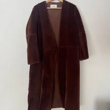NUE by AS 브라운 롱 코트 보아 코트