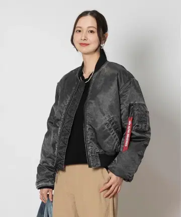 ALPHA MA-1 자켓 스크래치S 블랙