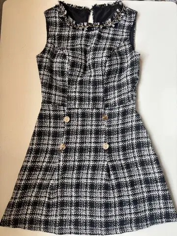 LoveRich 체크 무늬 슬리브리스 드레스