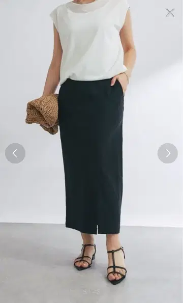 [ un dix cors ] 스트레치 내로우 스커트 블랙 미 실루엣