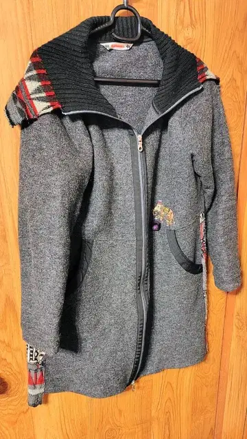 알베로베로 에스닉 패턴 울 혼방 점퍼 코트