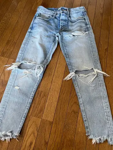 moussy 데미지 청바지 라이트 블루