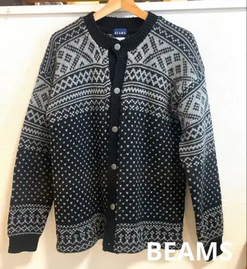 BEAMS 페어아일 패턴 니트 가디건