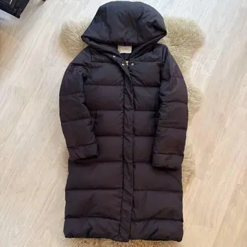 이에나 사이즈 36 후드 부착 블랙 롱 다운 자켓 IENA