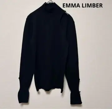 EMMA LIMBER 리브 웨이브 슬릿 니트탑 블랙