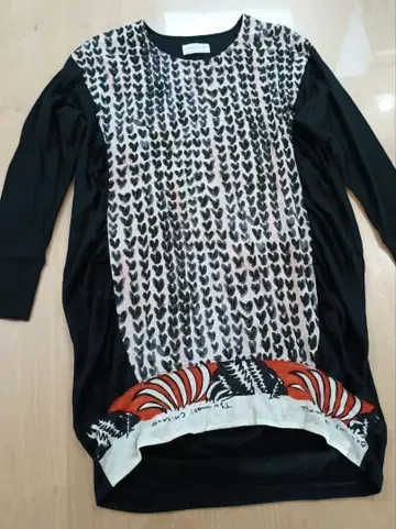 츠모리치사토 울 원피스 하트 무늬 블랙