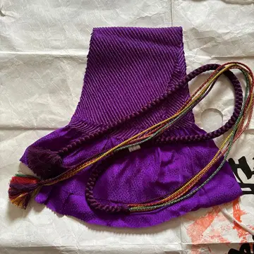 오비 장식 천 허리띠 보라색 세트