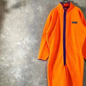 Helly Hansen 올인원 작업복 오렌지 하프 지퍼 로고