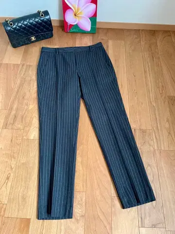 [ theory luxe ] 다크 그레이 스트라이프 팬츠