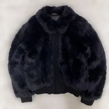 새상품급 y2k 00s 크롭 인조 모피 블루종 봄버 자켓 L 블랙