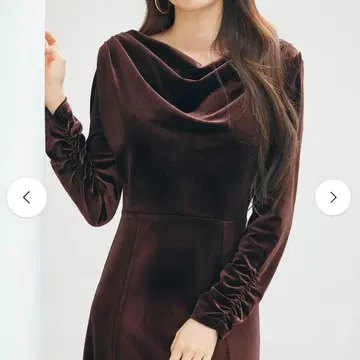 브라운 벨로아 롱 원피스