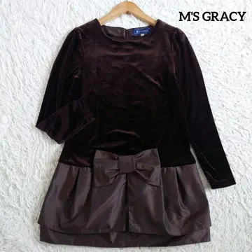 엠즈 그레이시 미니 원피스 도킹 벨로아 리본 브라운 38