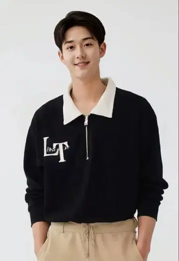 LT 로고 자수 네이비 피케 셔츠