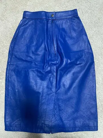 파랑 가죽 타이트 스커트