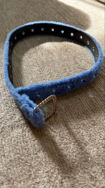 AFB 파란색 퍼 벨트 메탈 버클 포함 S