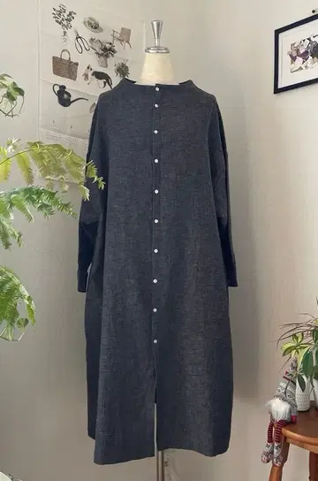 08mab 보틀넥 원피스 린넨 블렌드